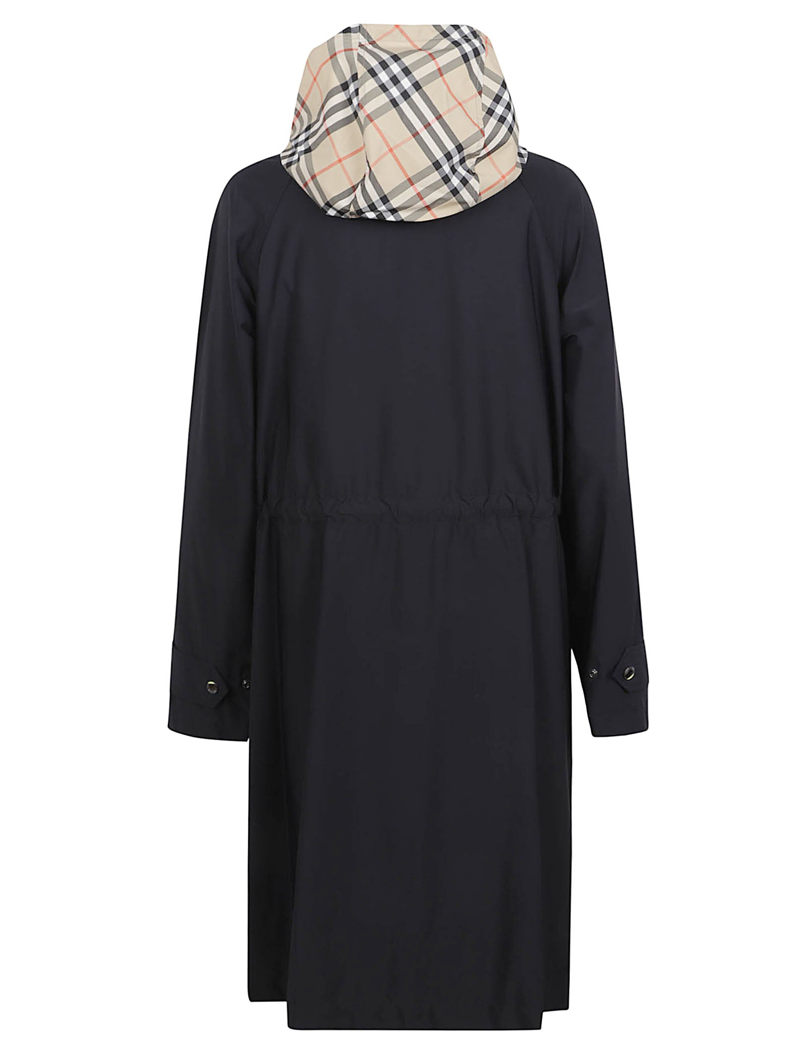 Nylon Stretch Parka with Equestrian Knight Print and Detachable Hood