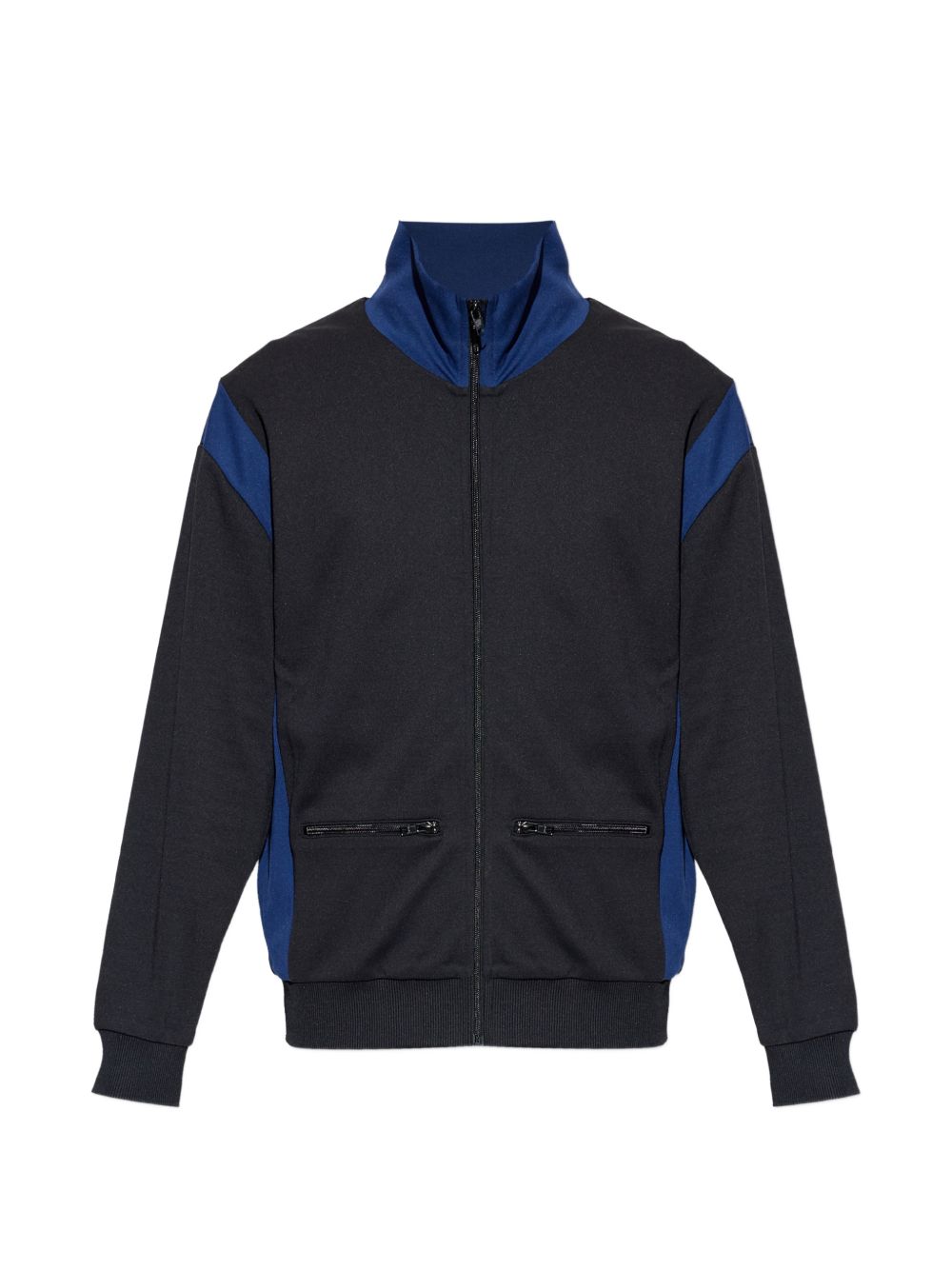 Black Jacket With Contrasting Deep Blue Panels