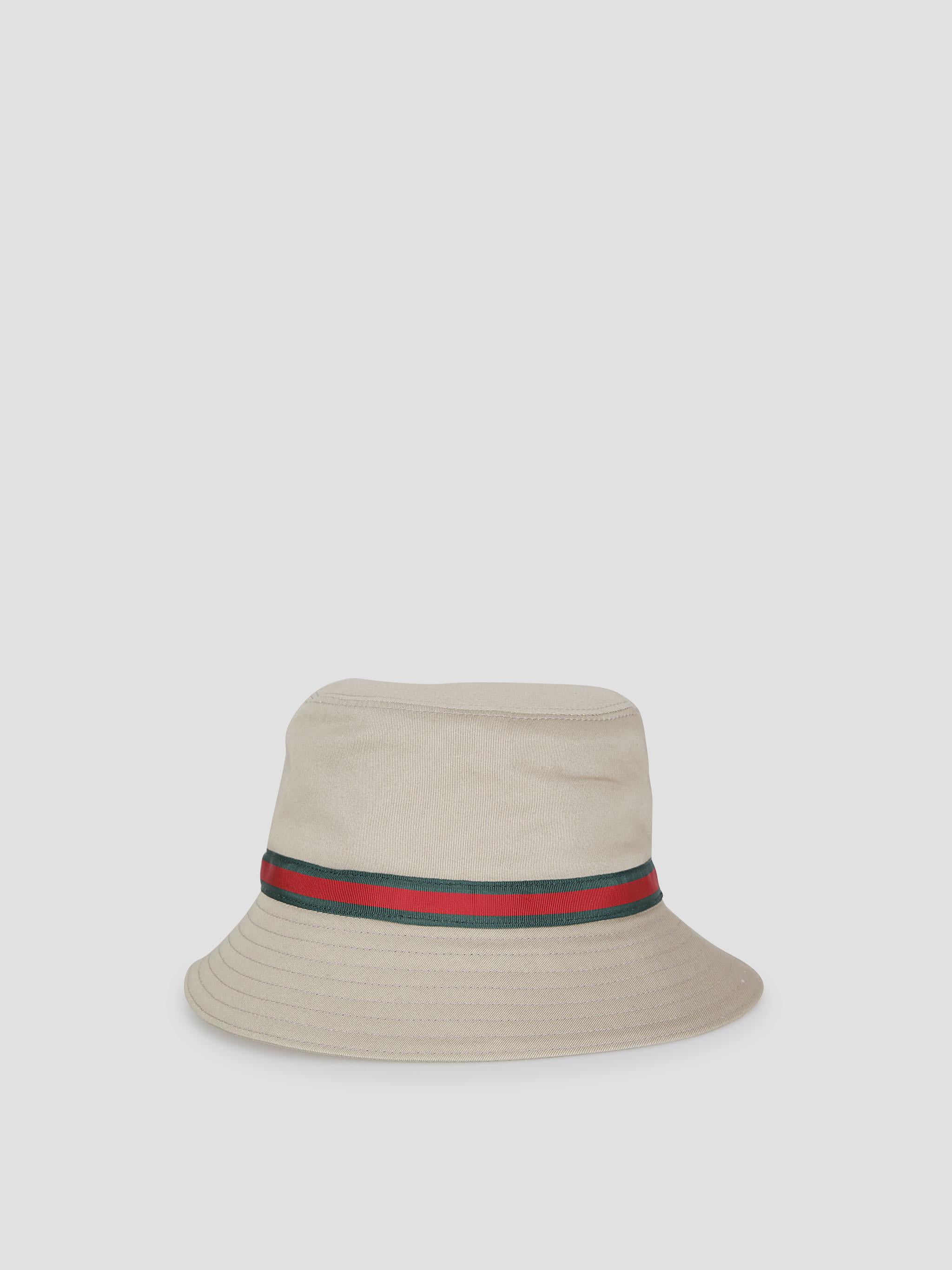 Beige Cotton Bucket Hat