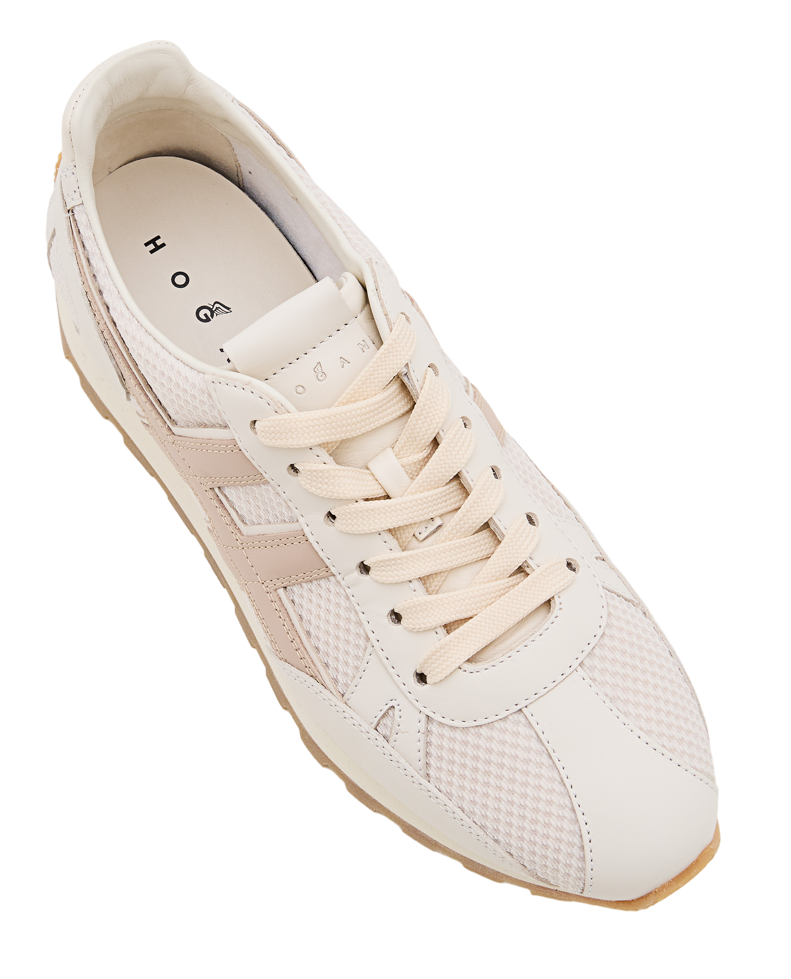 Textured White Sneakers With Elevated Sole