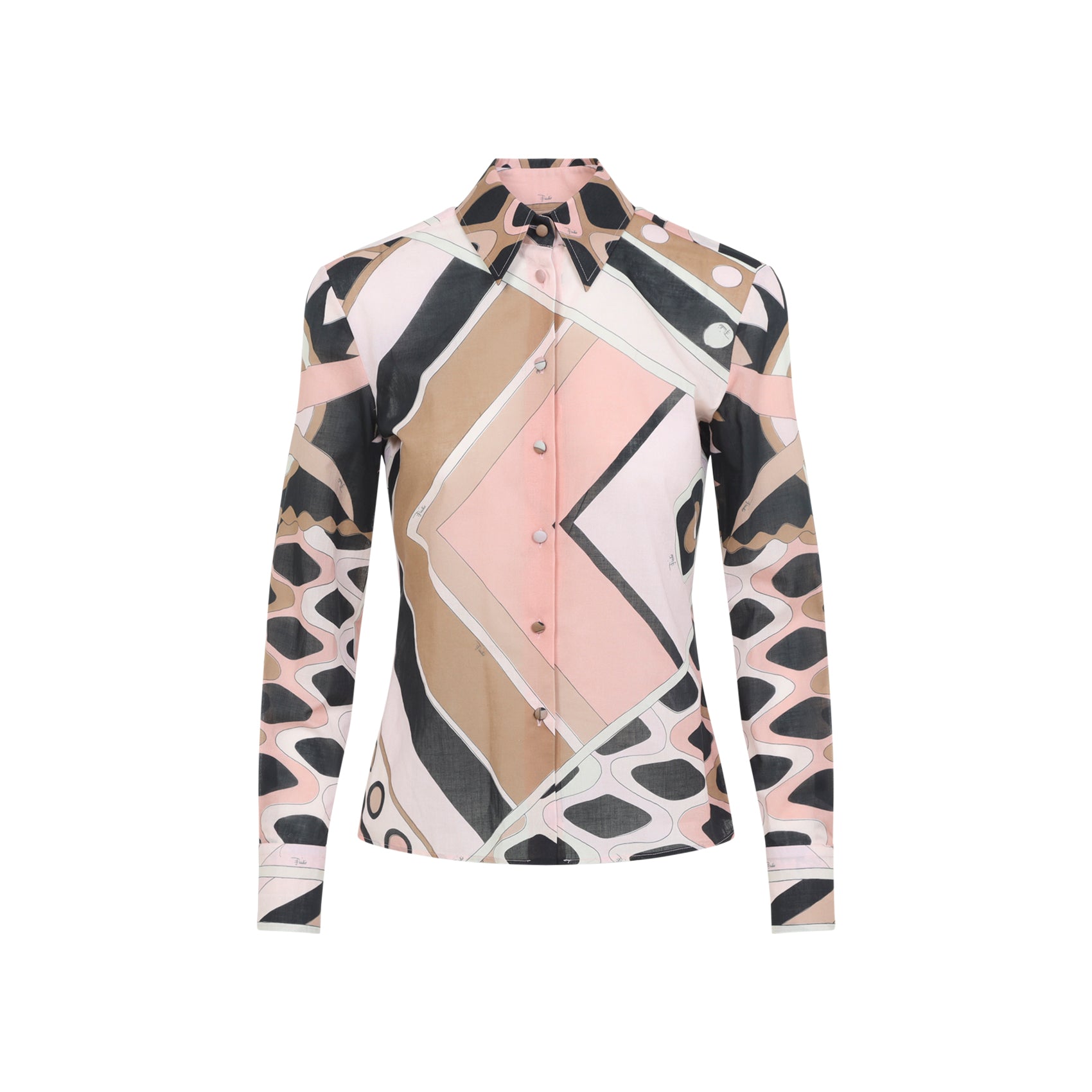 Multicolour Cotton Shirt with Geometric Pattern