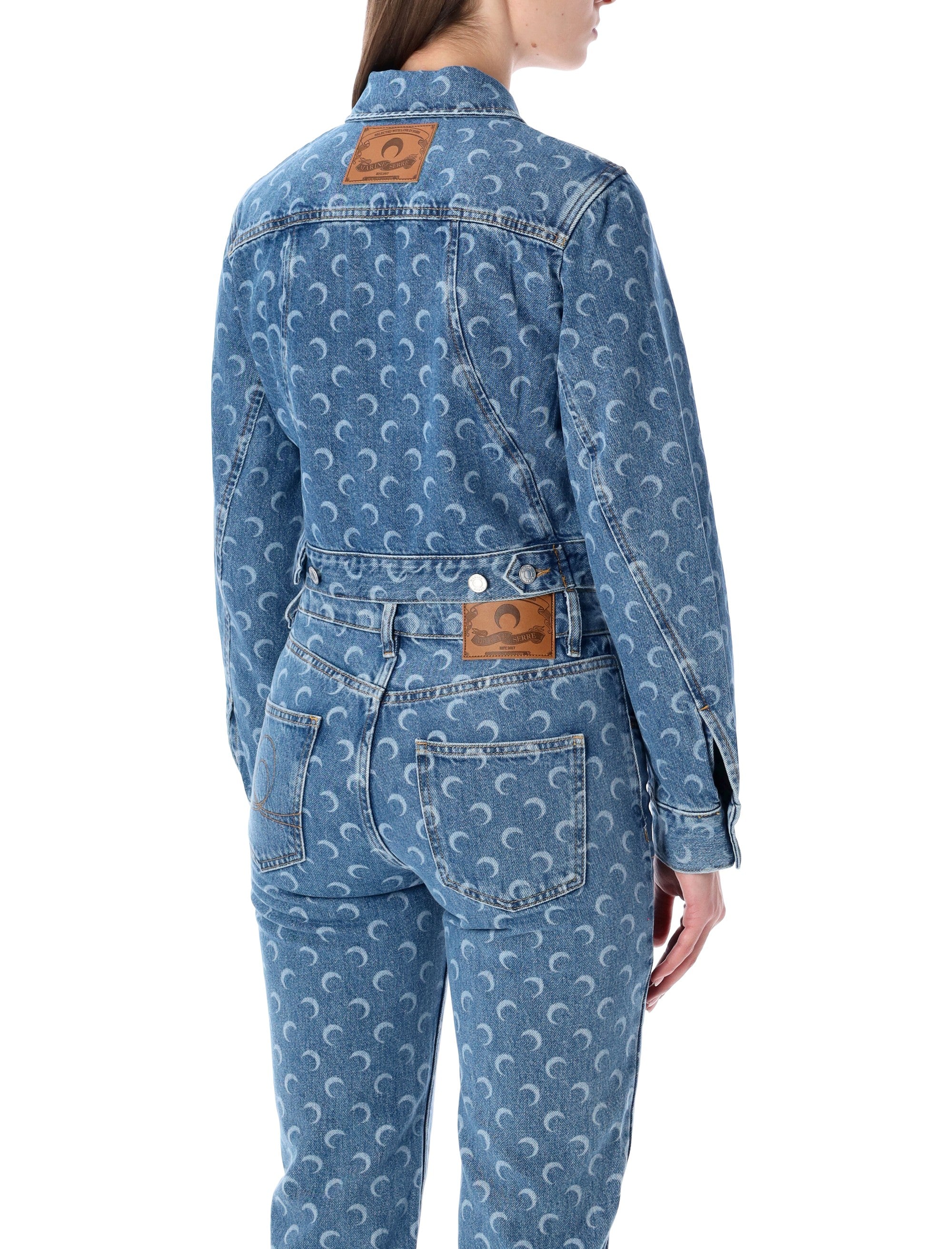 Moon Laser Blue Wash Cropped Denim Jacket