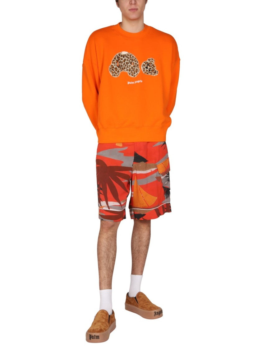 Tropical Print Cargo Bermuda Shorts