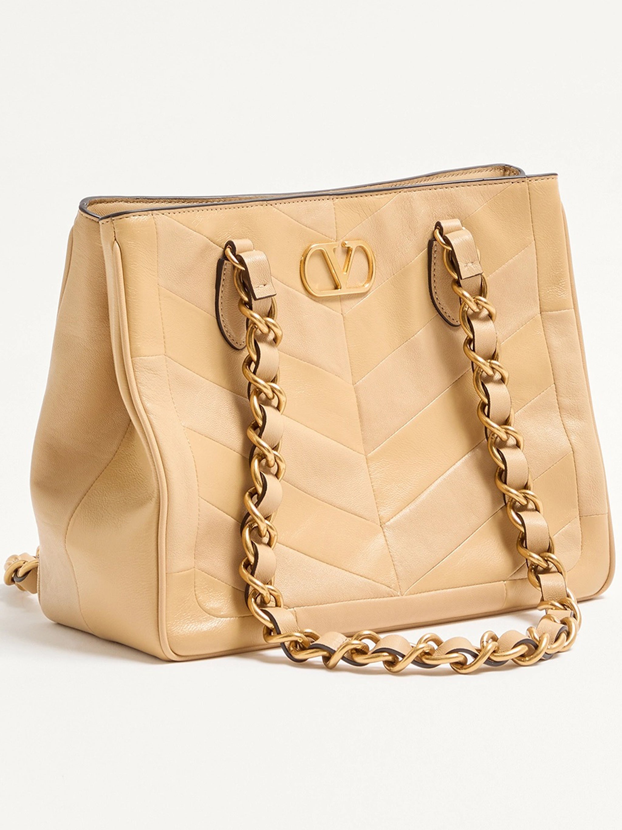 Black Laseine Chevron Quilted Nappa Tote