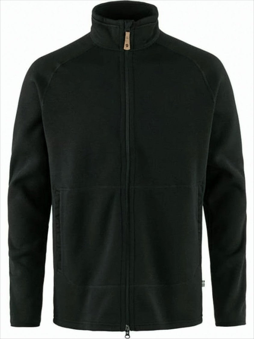 Minimalist Black Jacket With Full Front Zipper And Stand-Up Collar