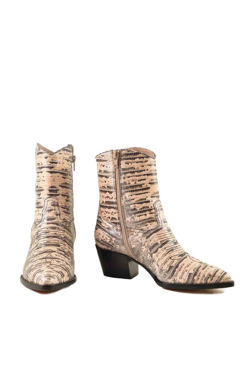 Leather Texan Shoes - Pink/Grey