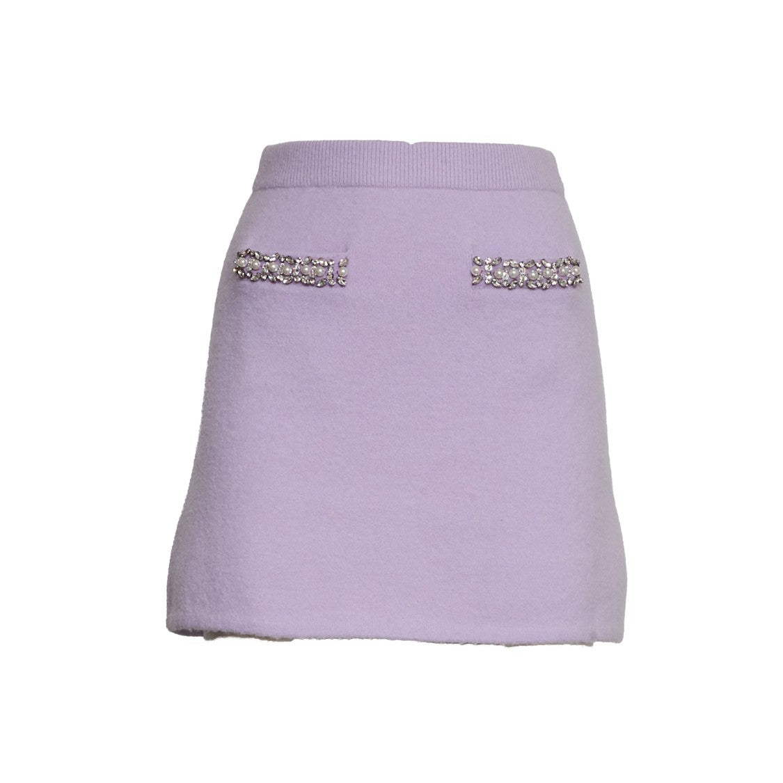 Lilac Crystal Trim Knit Skirt