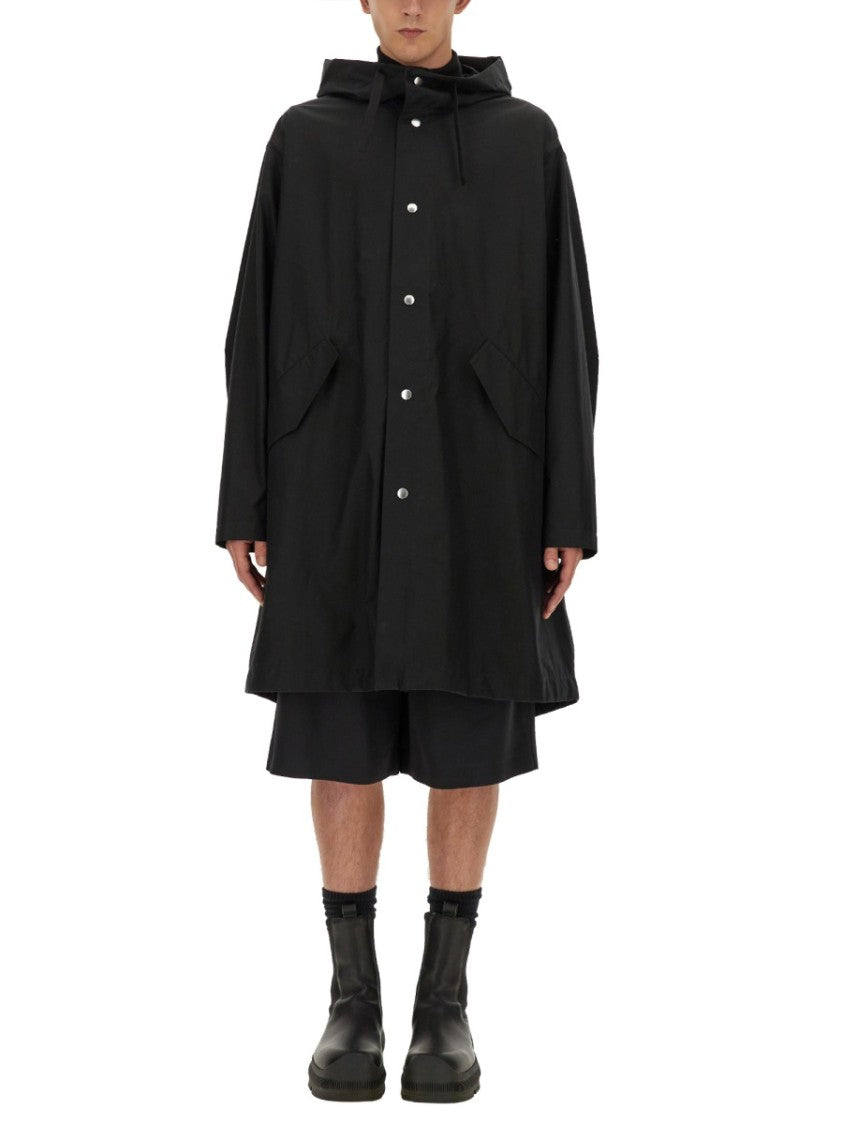 Hooded Black Cotton Parka