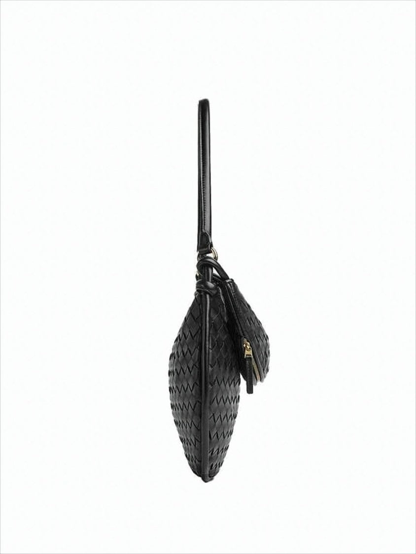 Curved Black Shoulder Bag