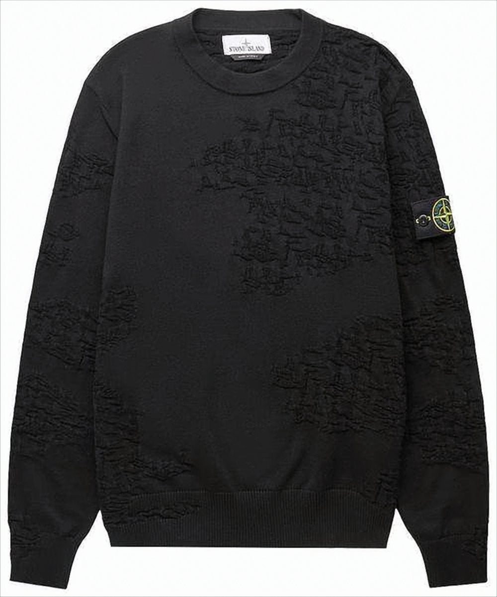 Textured Black Crew Neck Sweater