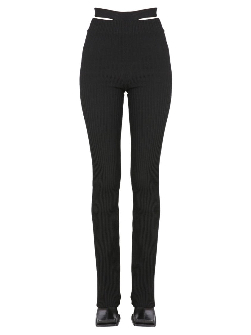 Ribbed Trousers With Cut Out Belt