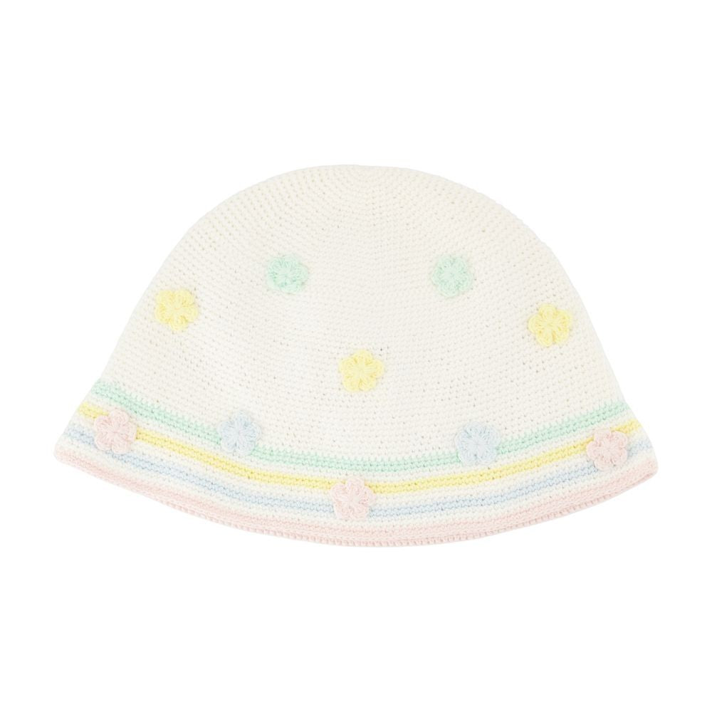 Kawaii Crochet Bucket Hat - Cotton - White