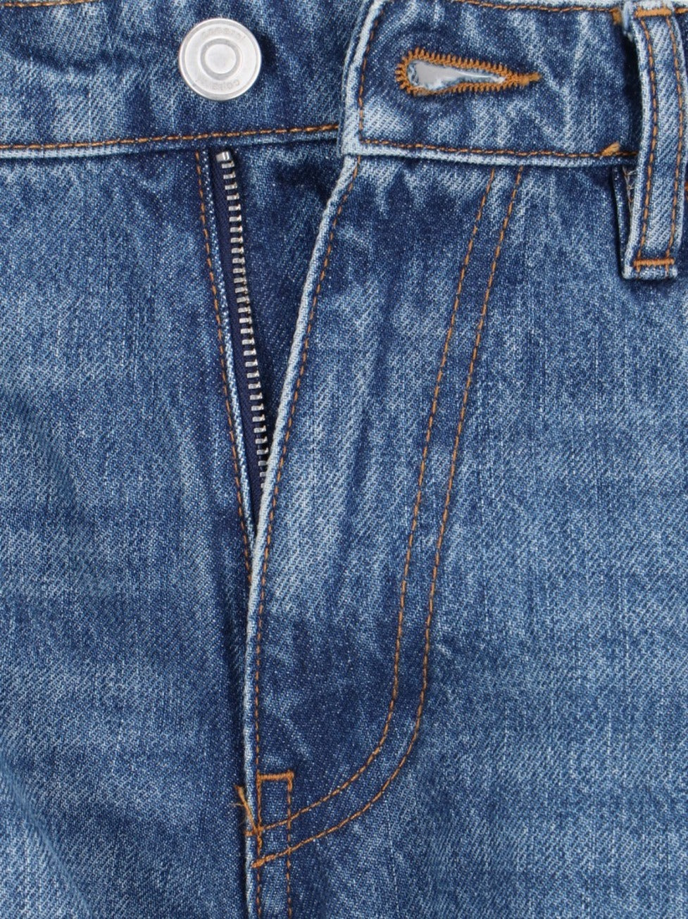 Open Knees Bootcut Jeans In Blue Denim