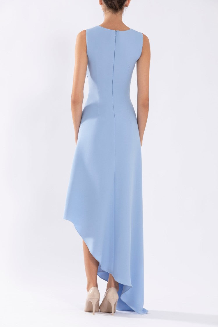 Crepe, High-Low Dress With Matching Embroidery