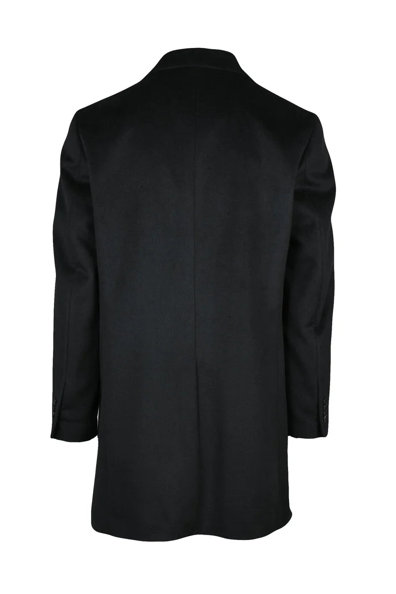 Structured Black Coat with Notched Lapel