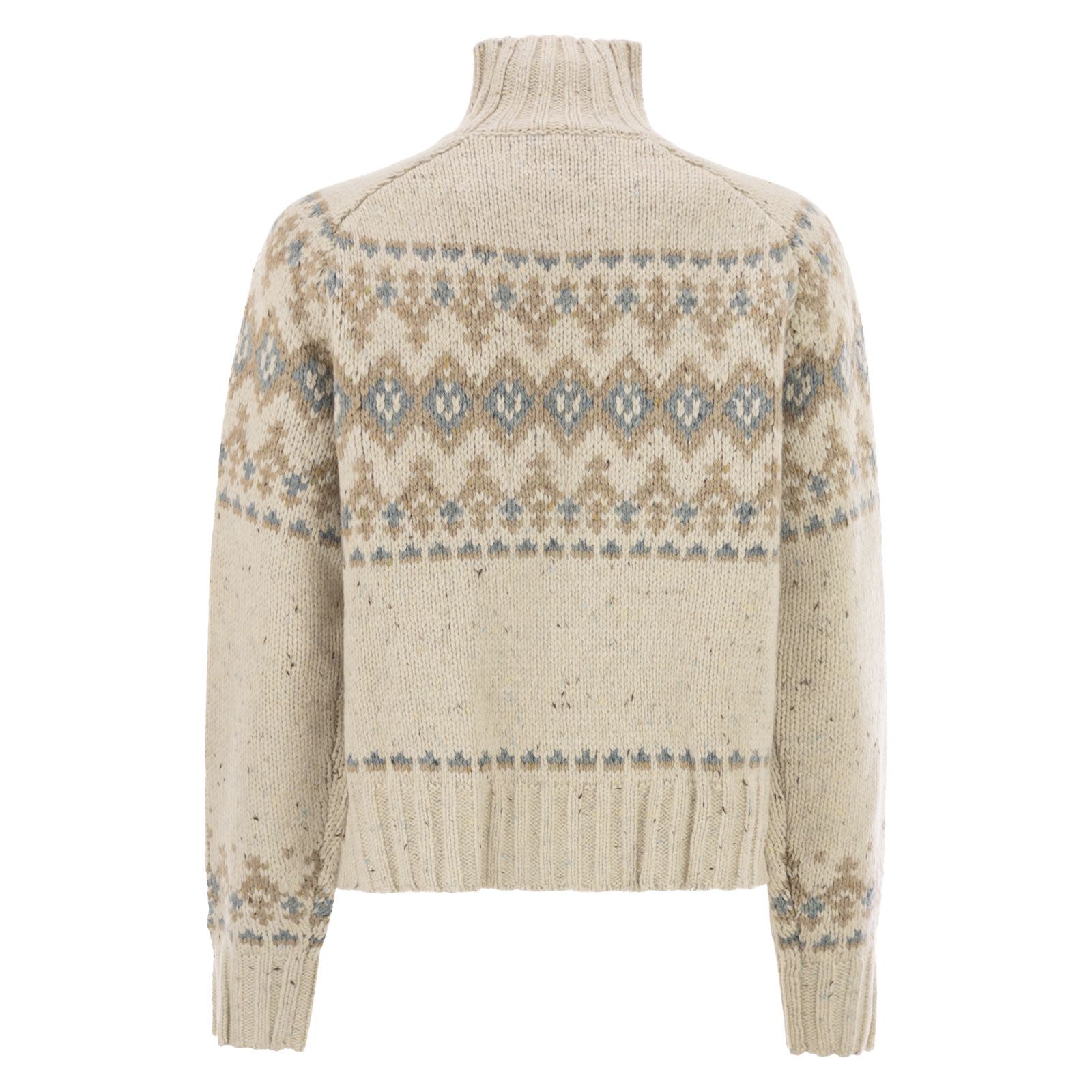 Fair Isle Knit Sweater With Ribbed Turtleneck