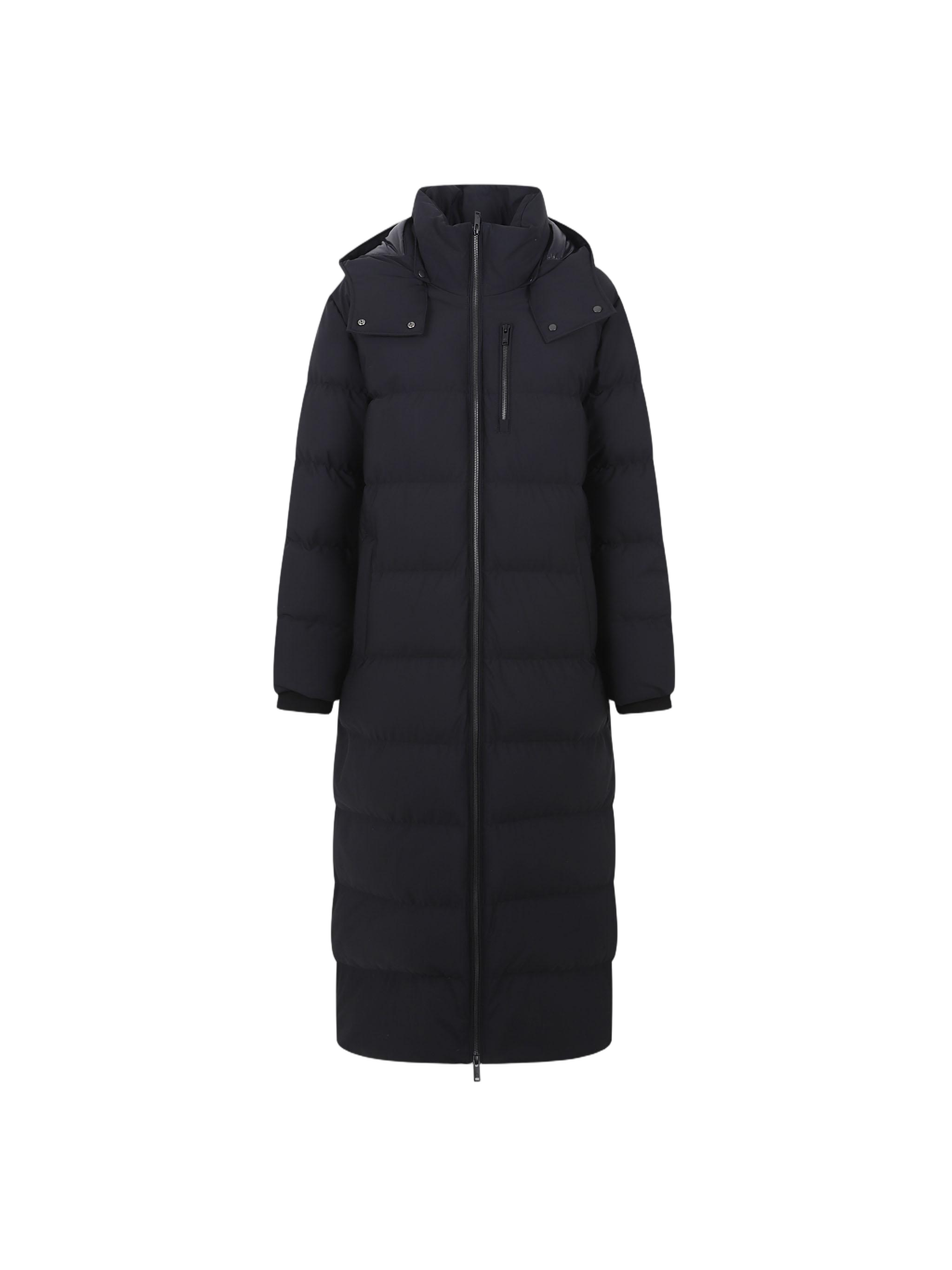 Black Padded Parka With High Collar