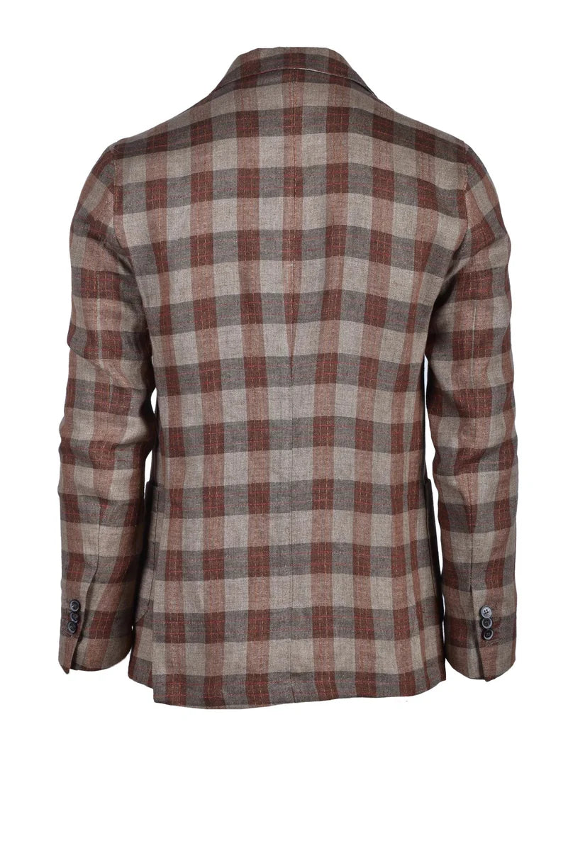 Checkered Brown Linen Jacket