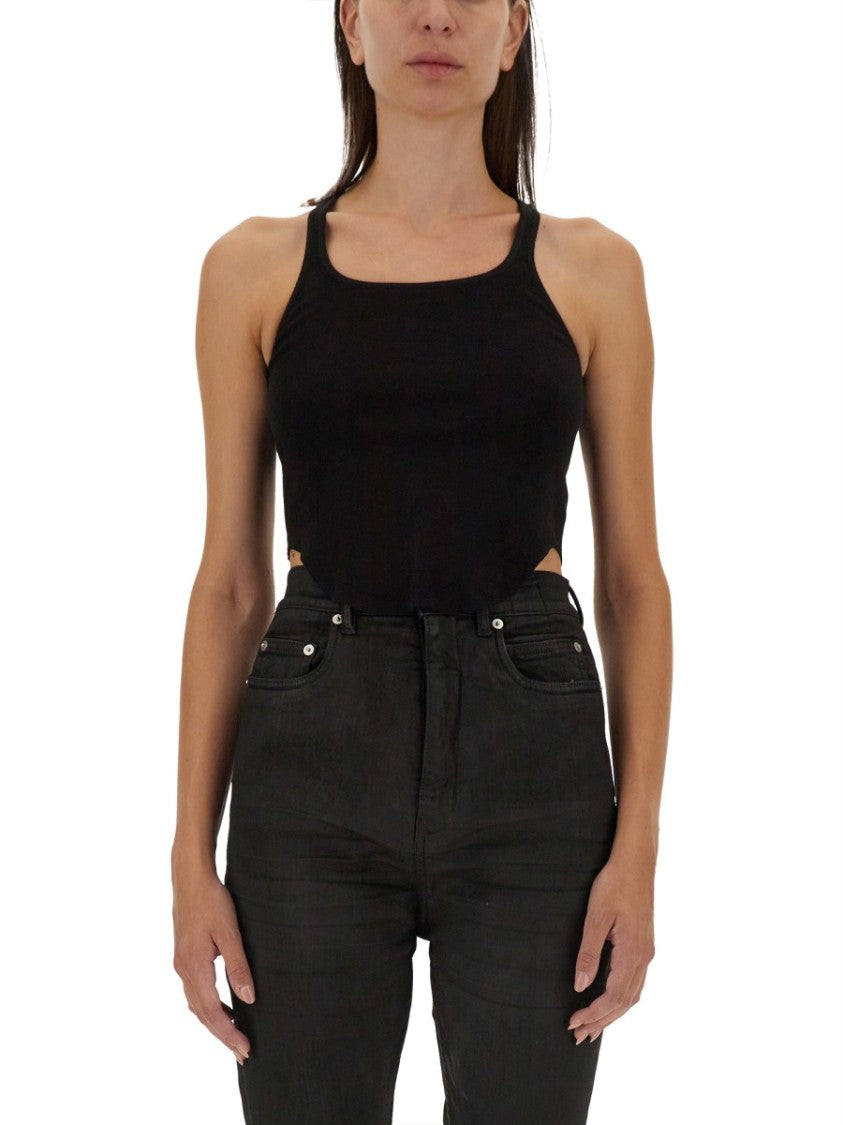 Fitted Black Cotton Tank Top