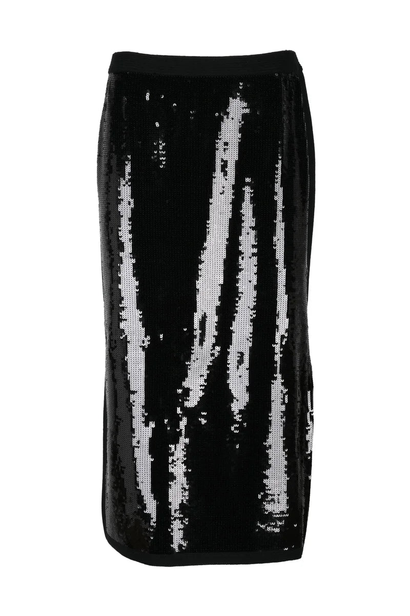 Long Sequin Skirt - Black