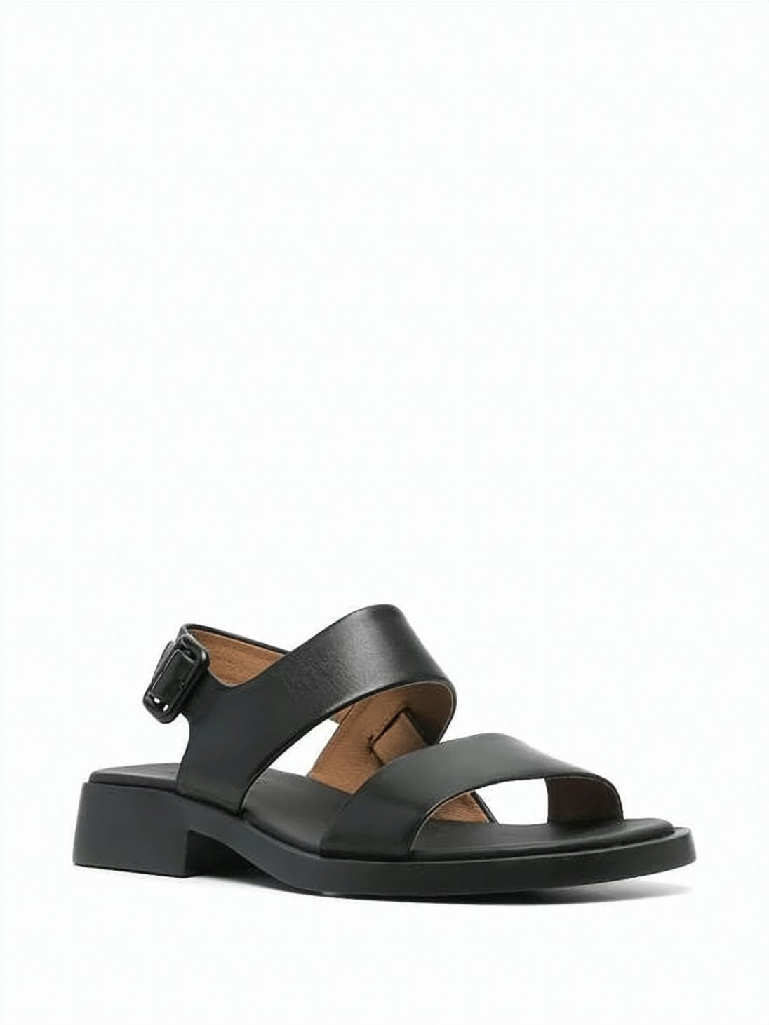 Black Smooth Calf Leather Crossed Sandals