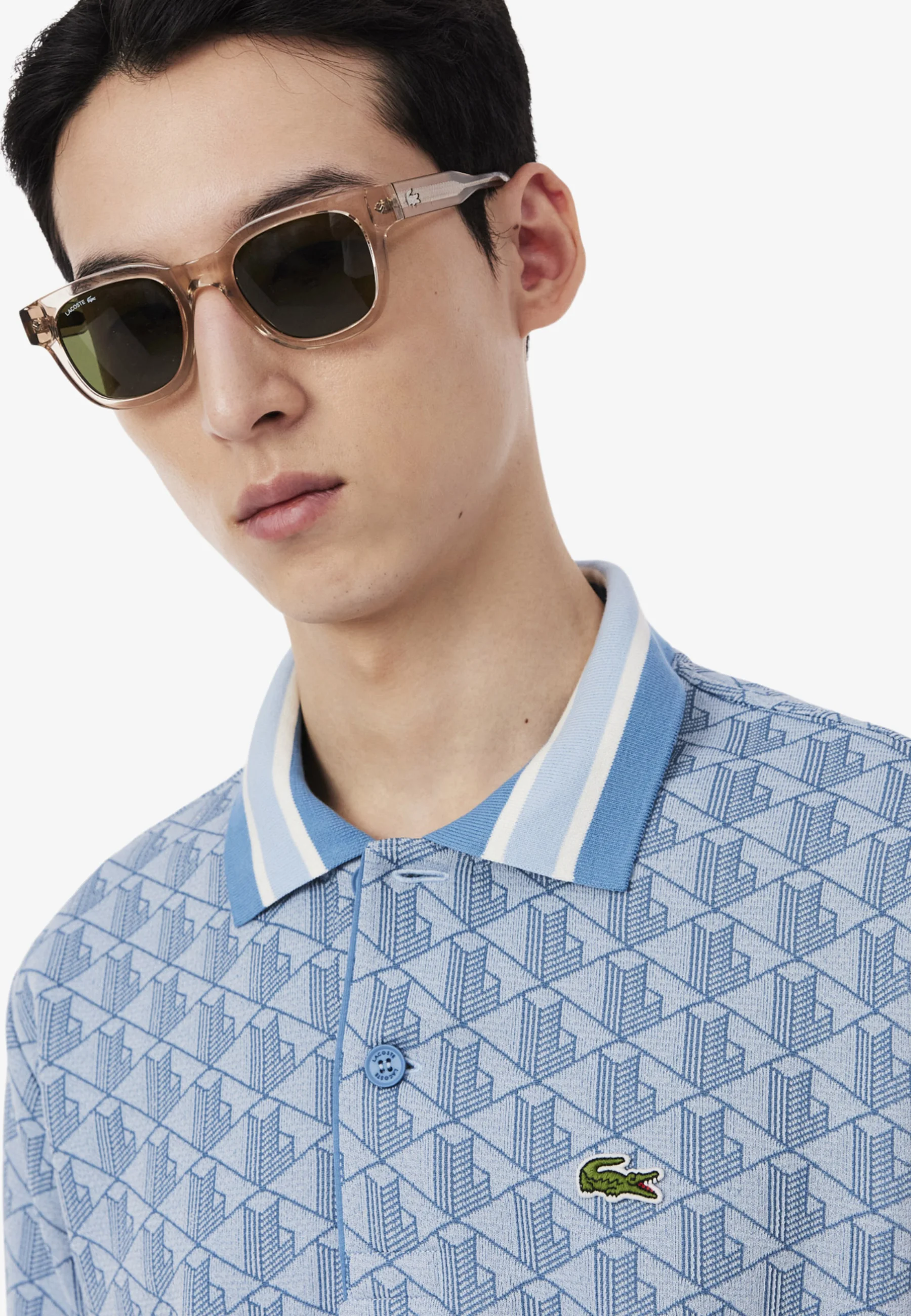 Light Blue Monogram Jacquard Polo