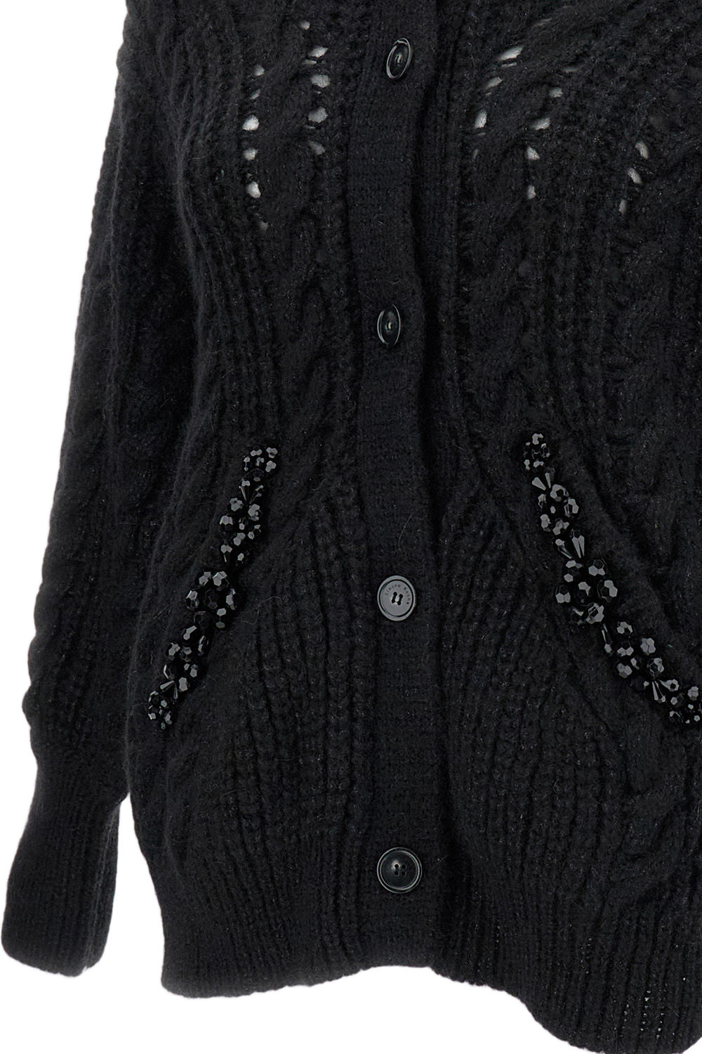 Chunky Knit Cardigan With Pointed Collar