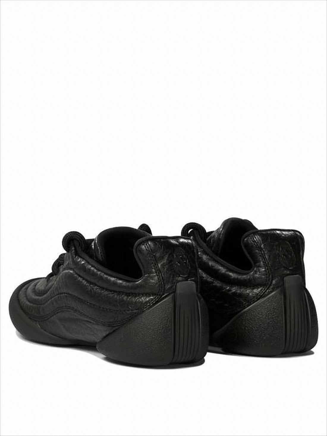 Textured Leather Sneakers with Sculpted Rubber Sole