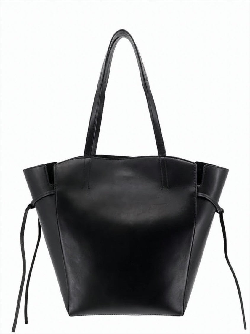 Structured Black Calf Leather Shoulder Bag