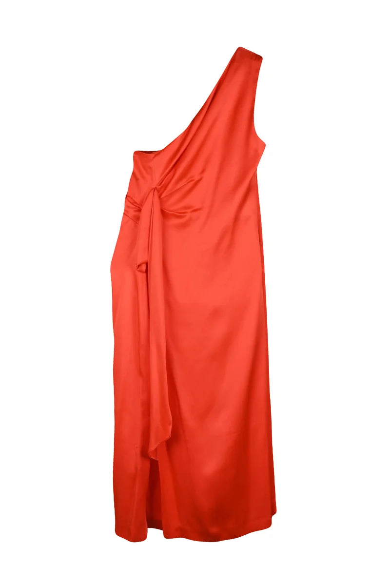 Cerchio One-Shoulder Long Dress - Red