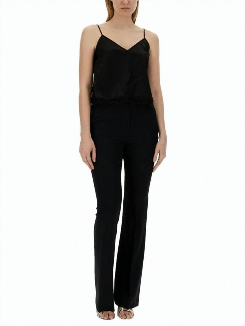 Sleeveless V-Neck Top with Delicate Lace Trim