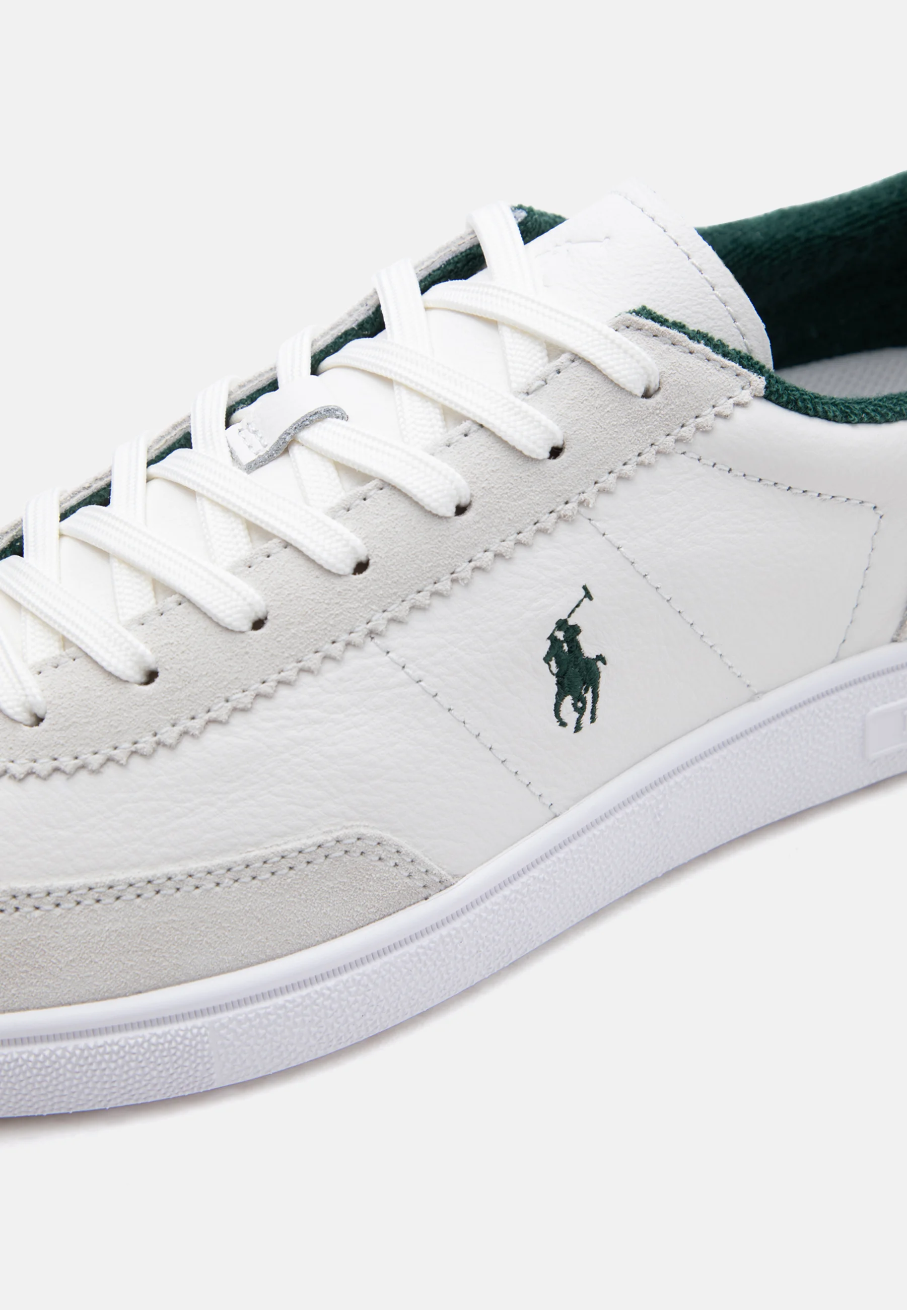 Low-Top White Leather Sneakers with Suede Overlays