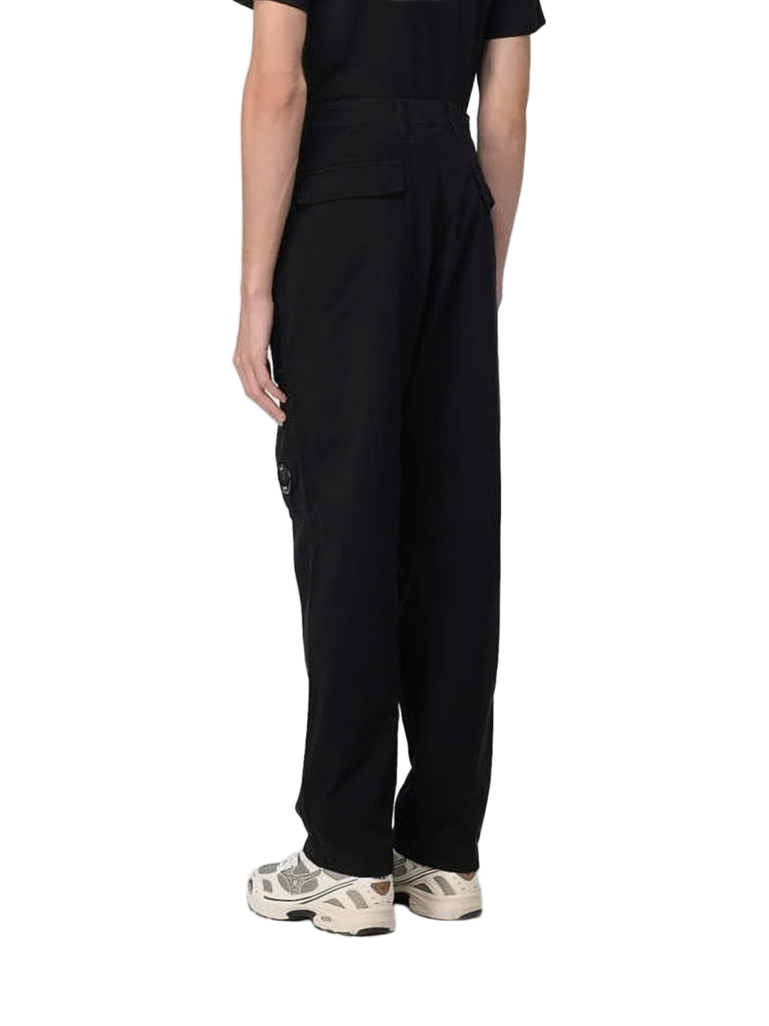Minimalist Black Straight Pants with Utilitarian Flap Pocket