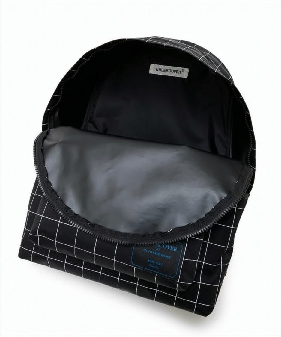 Grid-Pattern Nylon Backpack With Padded Straps