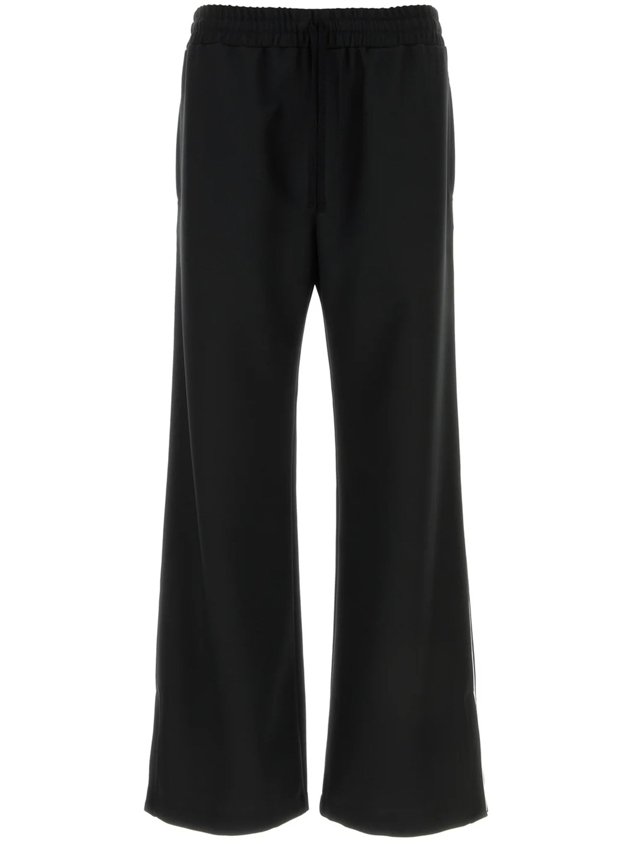 Black Wide-leg Logo Plaque Jersey Pants