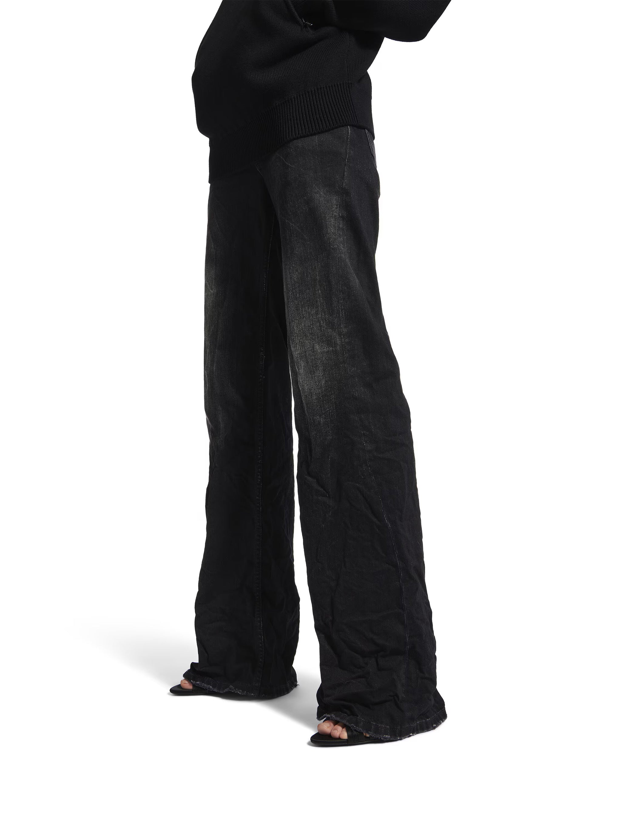Black Wide Leg Relaxed Fit Jeans