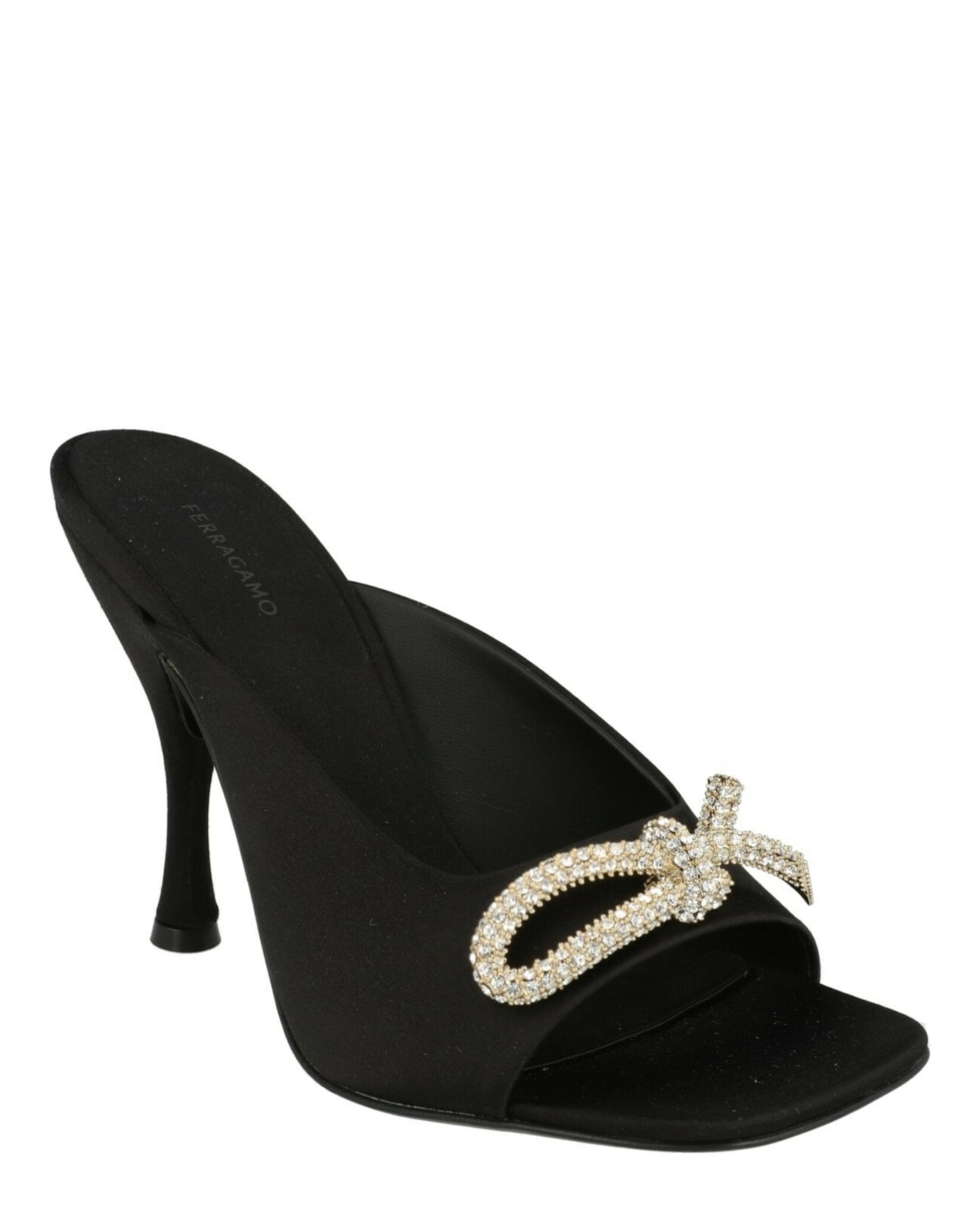 Crystal-Embellished Knot-Detail Mules