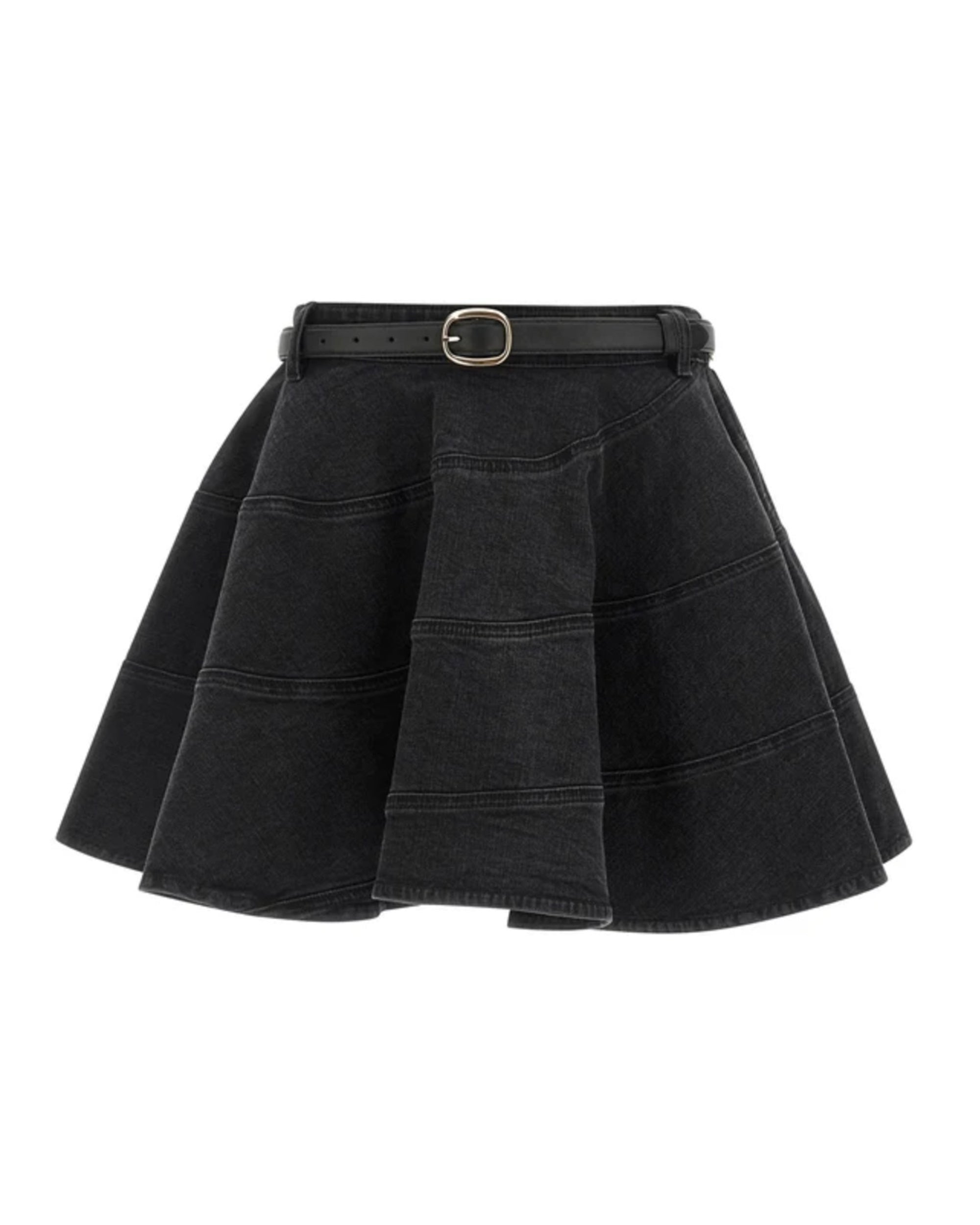 Structured Cotton Denim Mini Skirt with Refined Closure