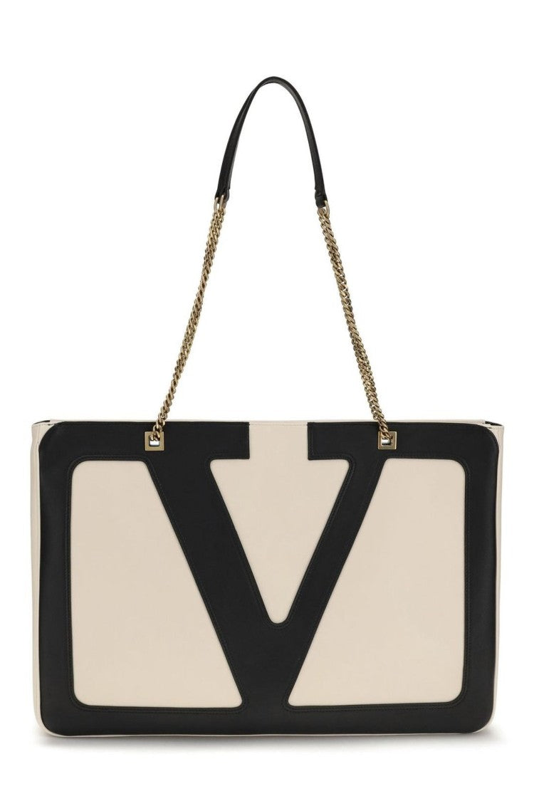 Rectangular Nappa Leather Shoulder Bag with Bold Logo