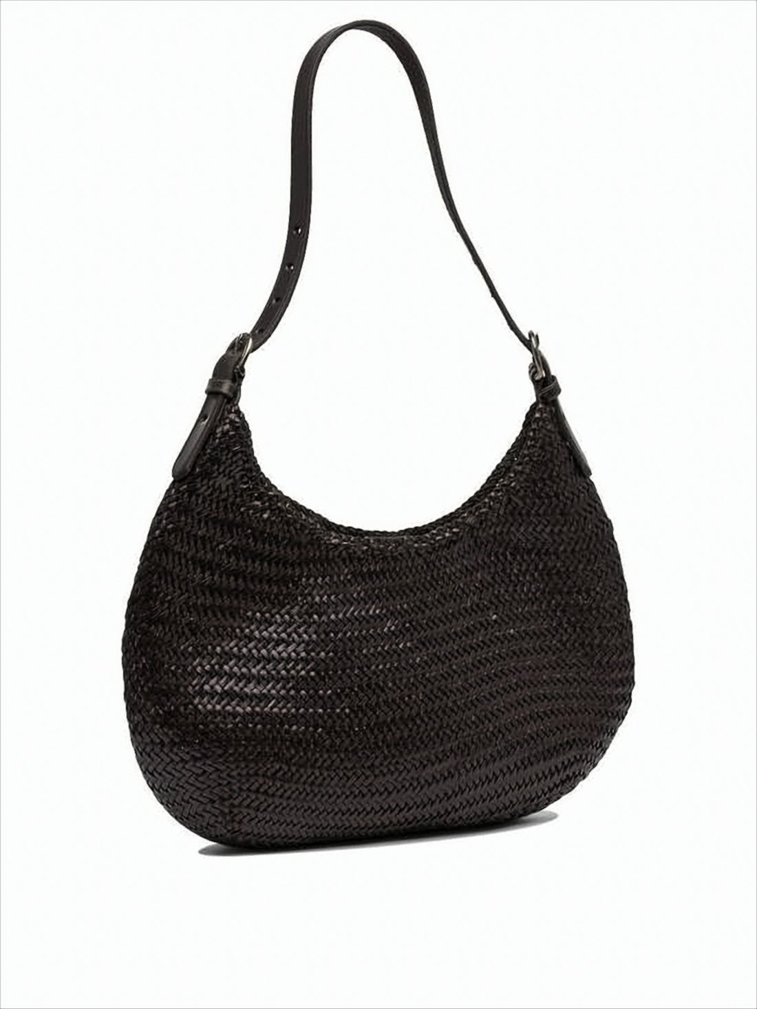 Buffalo Leather Shoulder Bag with Woven Texture