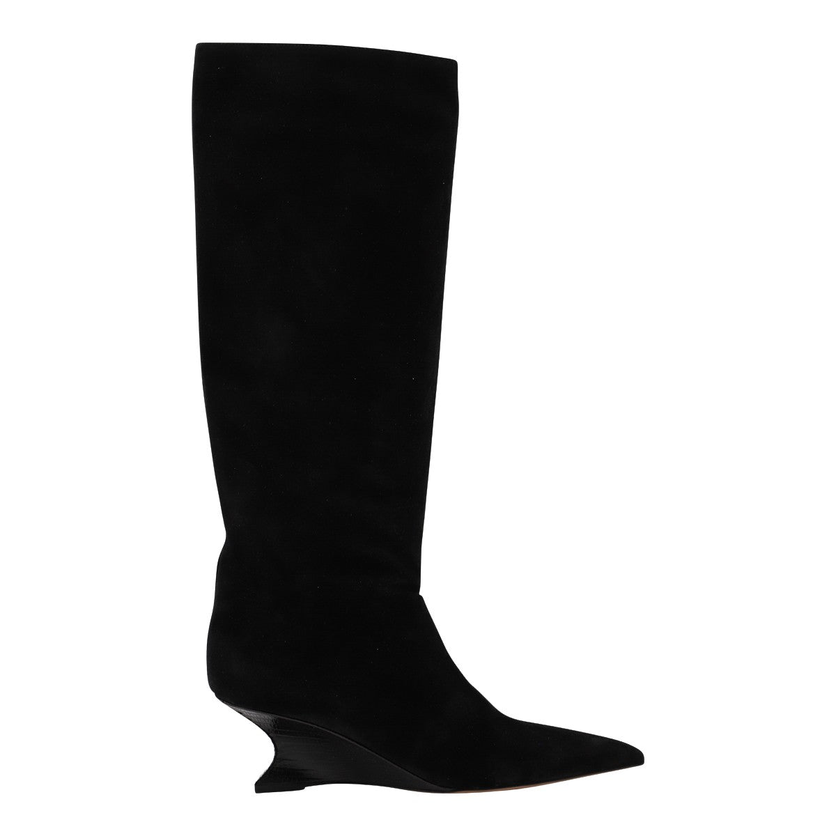 Sculpted Wedge Heel Boots with Pointed Toe