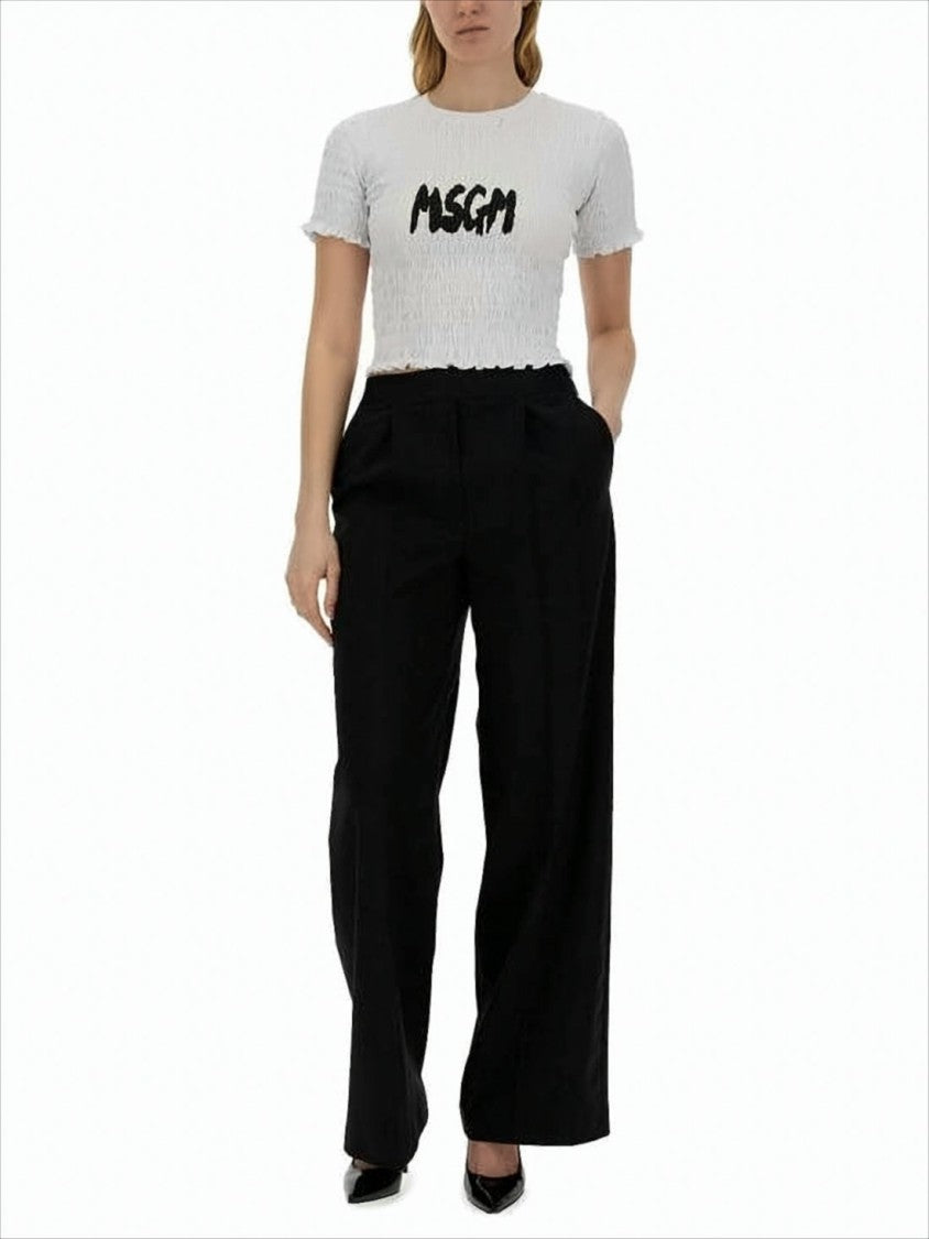 Cropped Textured Top with Ruched Fabric