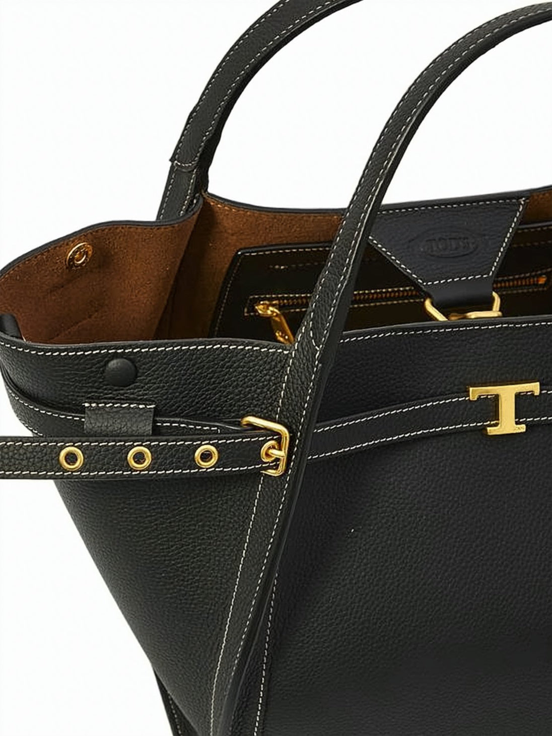 Structured Black Calf Leather Tote Bag
