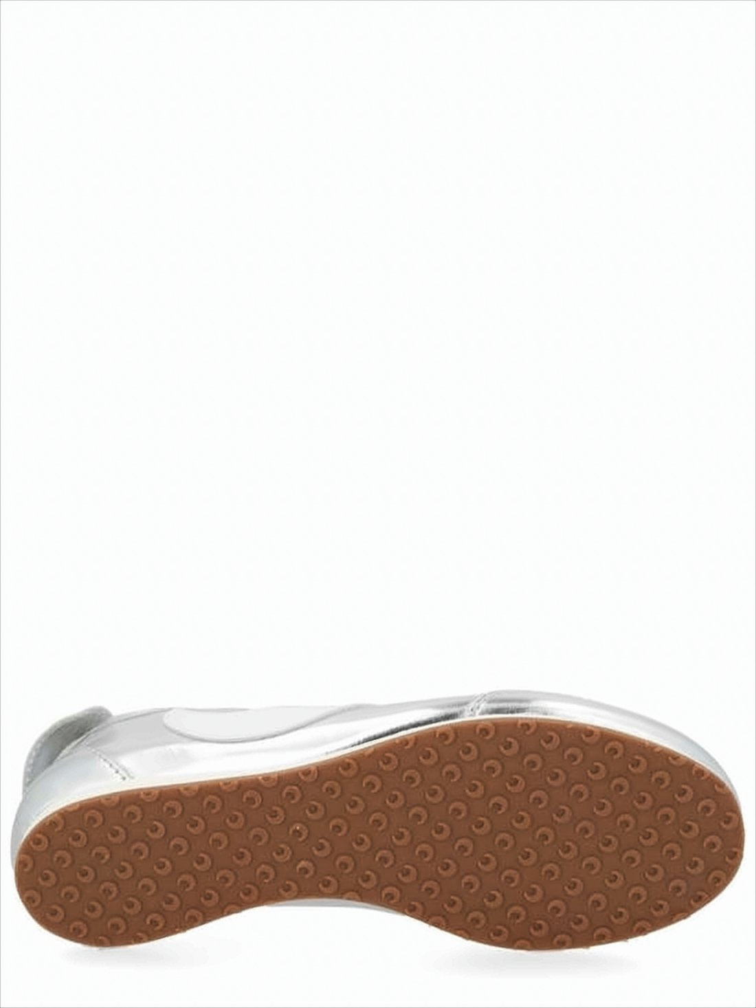 Metallic Silver Leather Sneakers with Crescent Accent