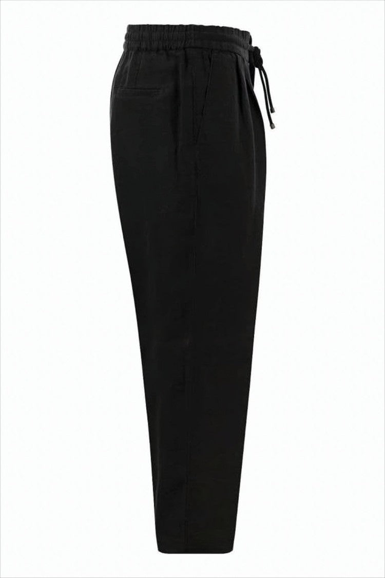 Relaxed Fit Black Linen Jogger Pants