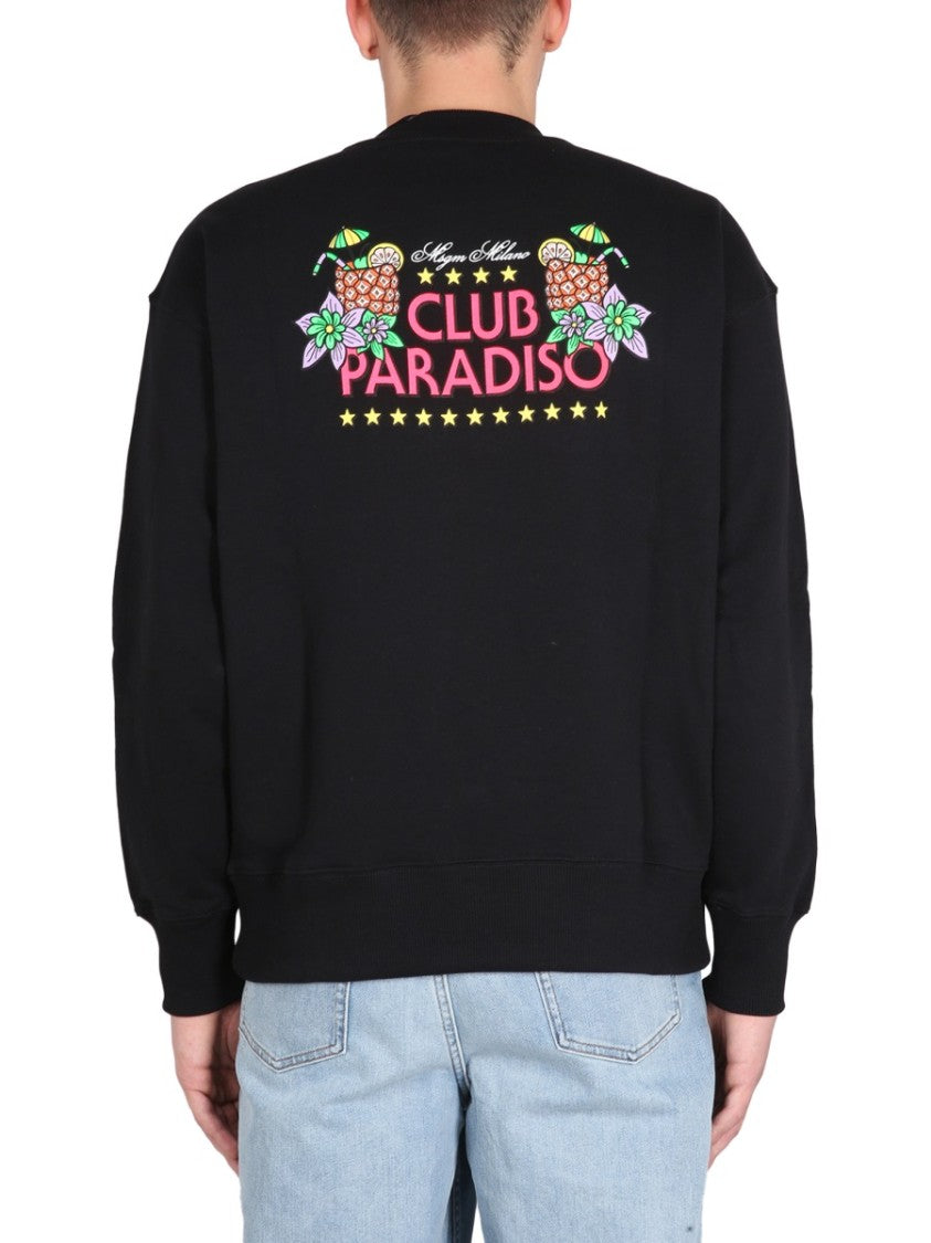 Black Sweatshirt With Front And Back Logo Print
