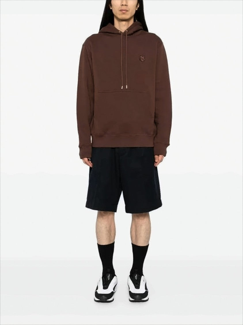 Relaxed Fit Brown Hoodie With Embroidered Fox Emblem