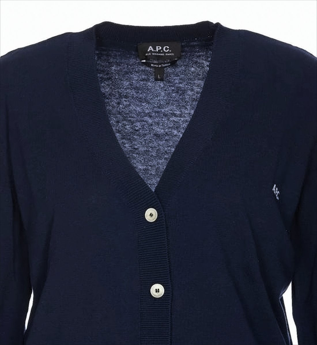 V-Neck Blue Cotton Cardigan