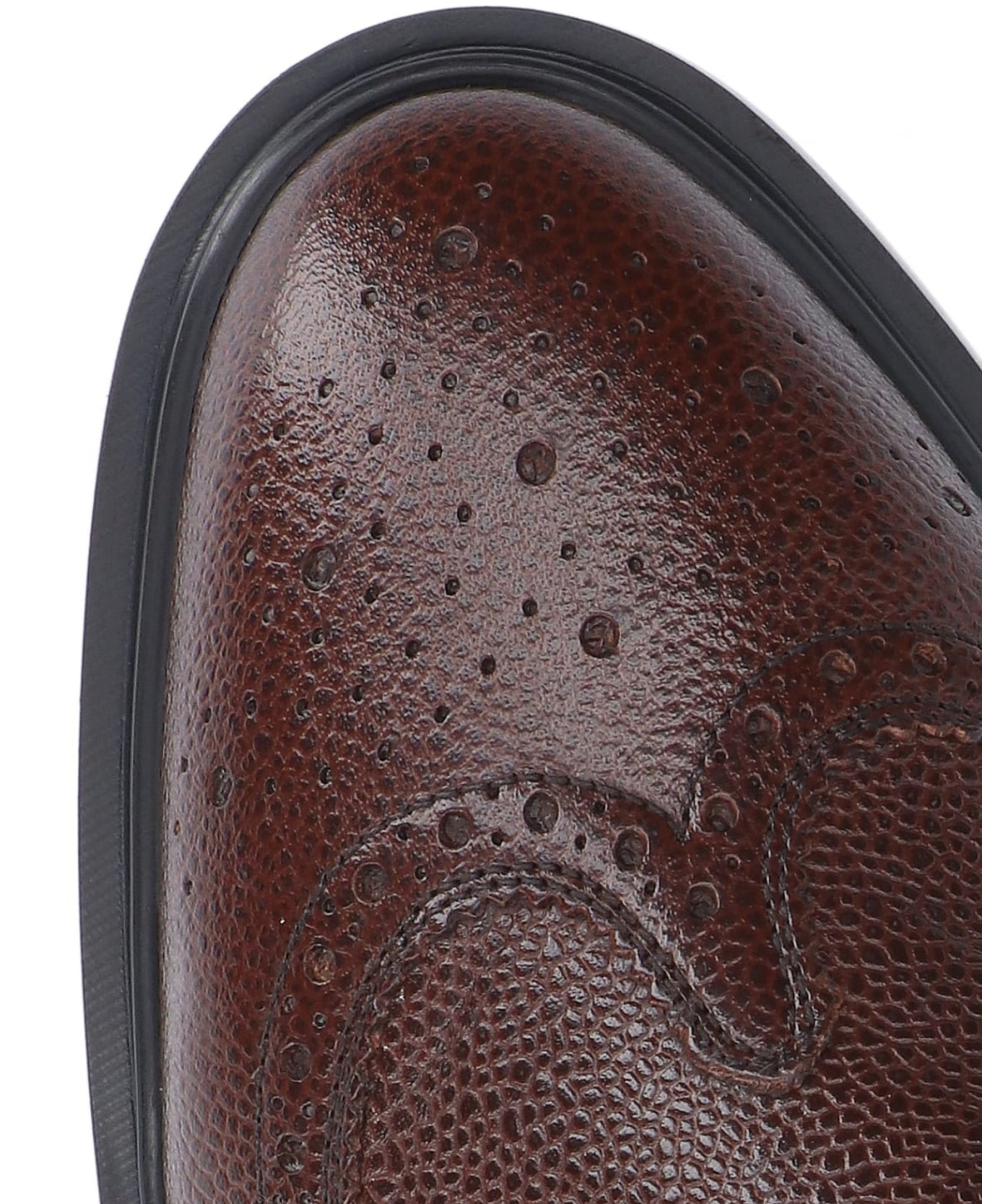 Textured Leather Lace-up with Brogue Detailing
