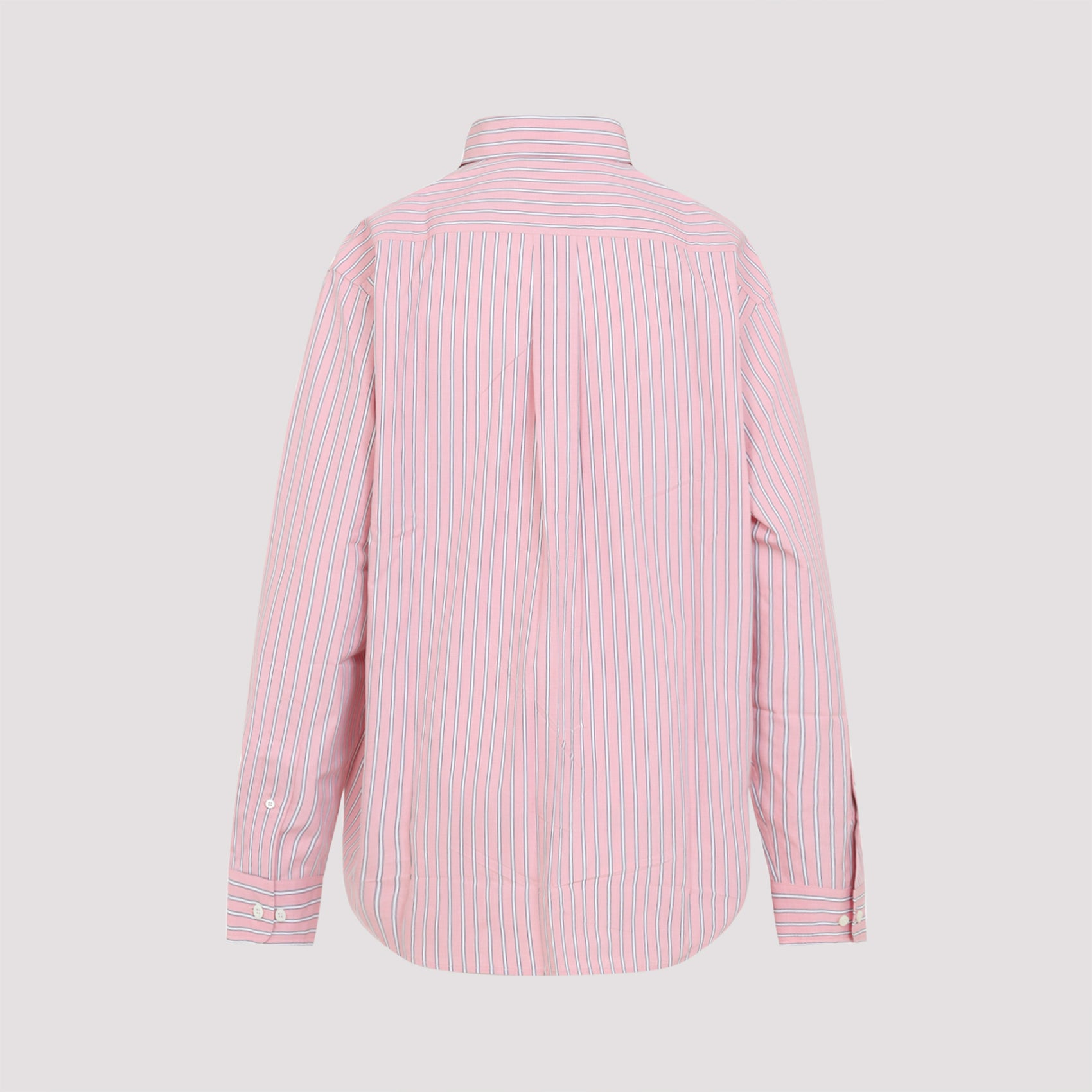 Classic Long-Sleeved Button-Up Shirt with Vertical Stripe Design